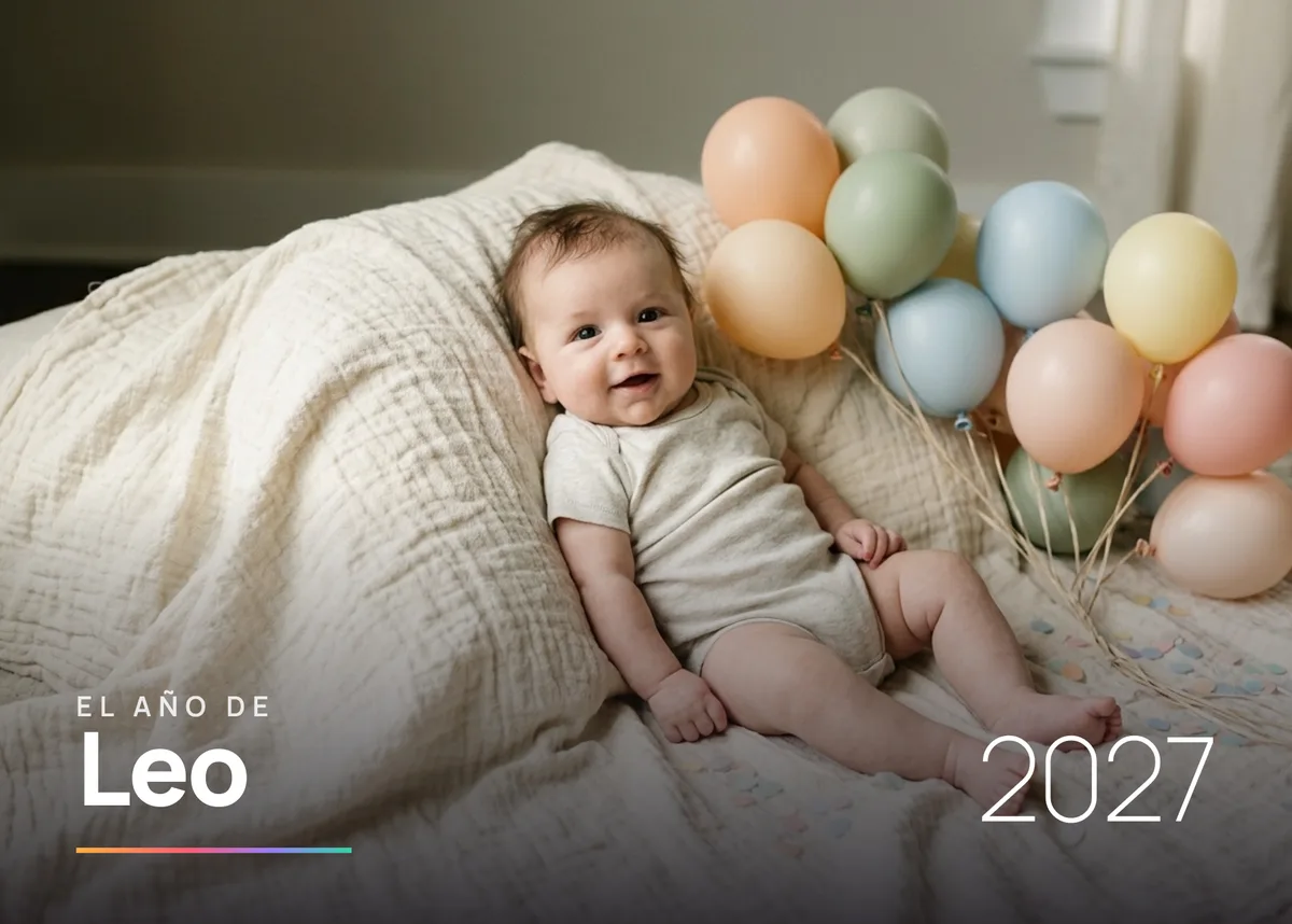 Ejemplo de obra de la sección Calendario 2027 · Sus primeros 12 meses, estilo Sus primeros 12 meses