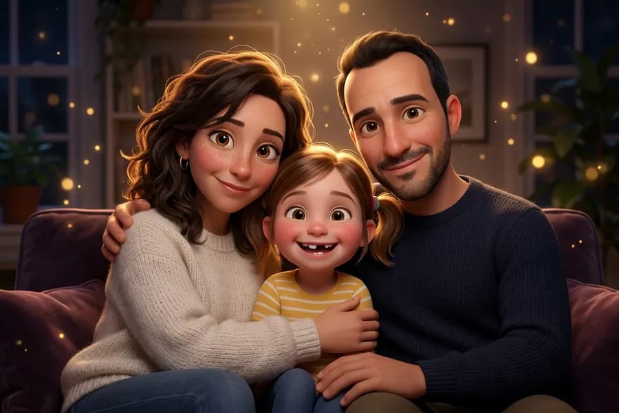 Portada de ejemplo del calendario Vuestra familia · Animación 3D