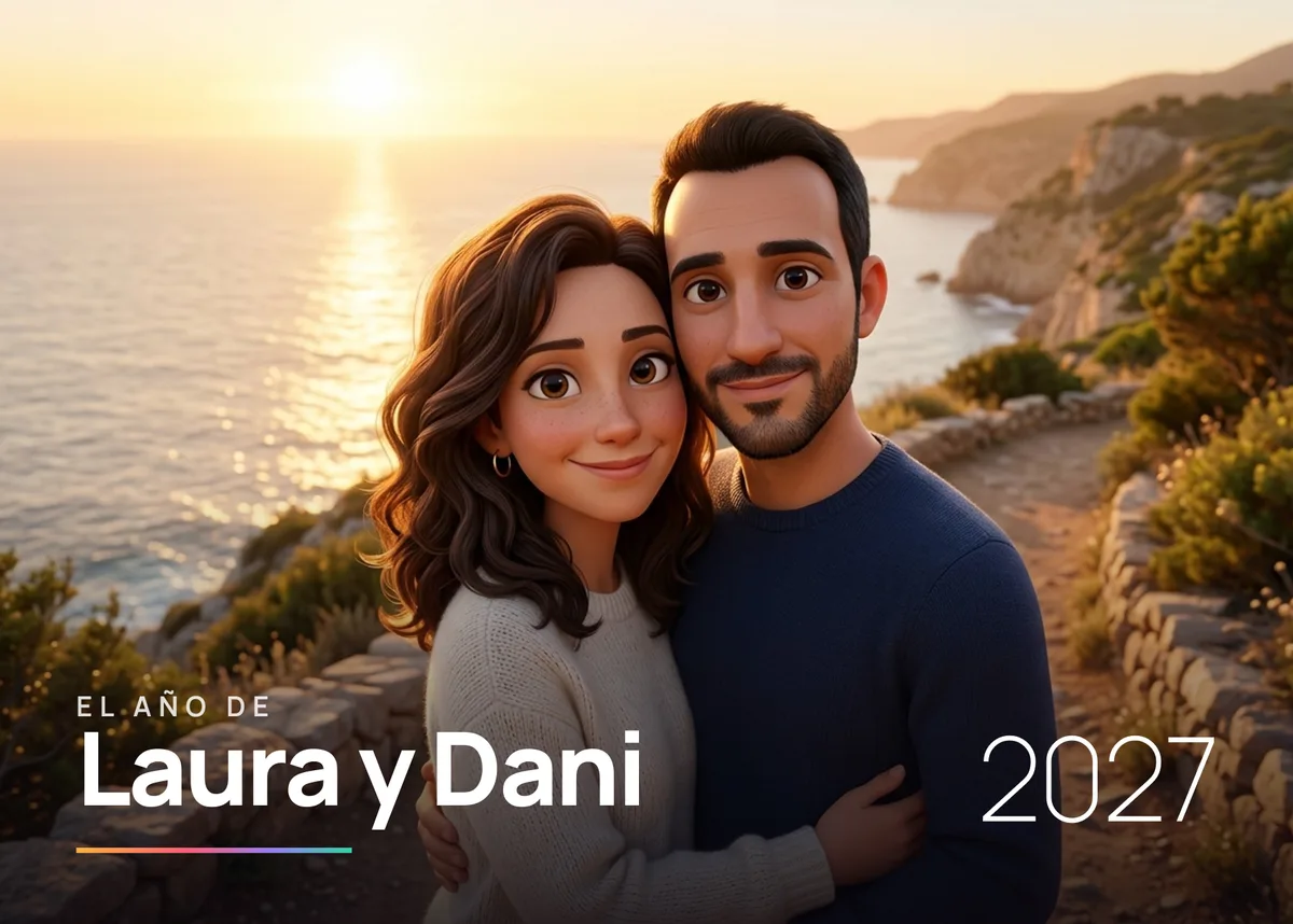 Ejemplo de obra de la sección Calendario 2027 · Parejas, estilo Animación 3D
